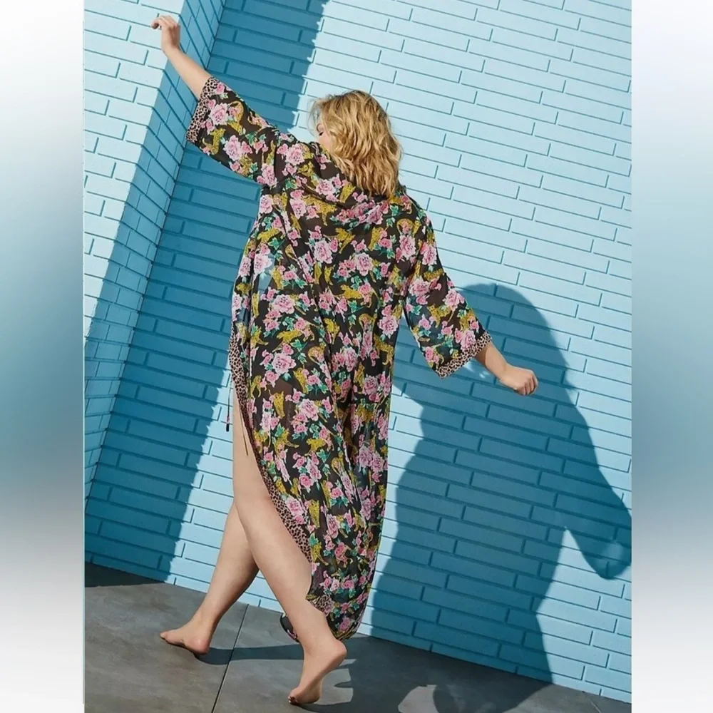 Torrid Leopard Floral Kimono Cover-Up - Picture 2 of 6
